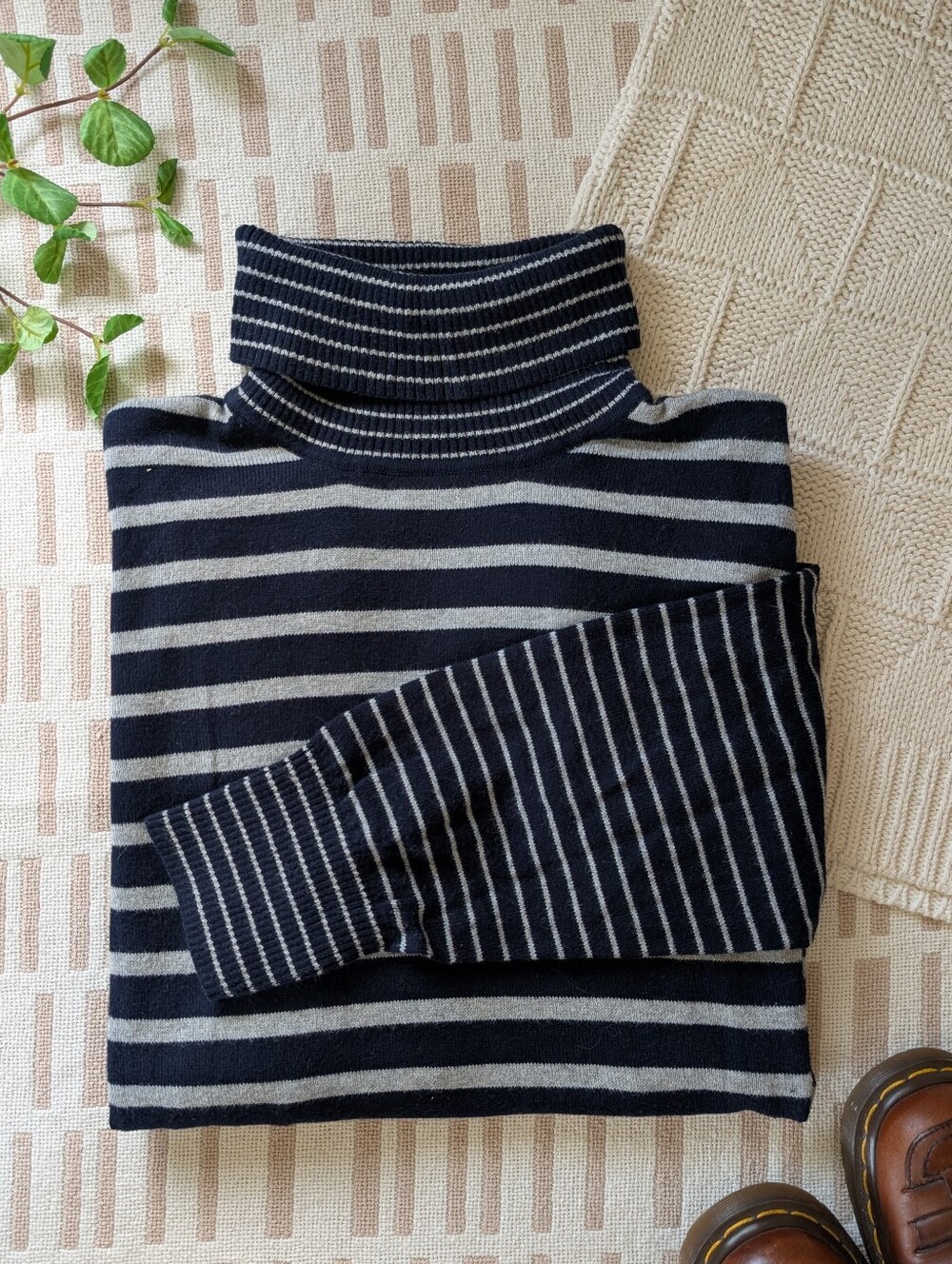L.L. Bean | Cotton/Cashmere Sweater Turtleneck Stripe | 503430